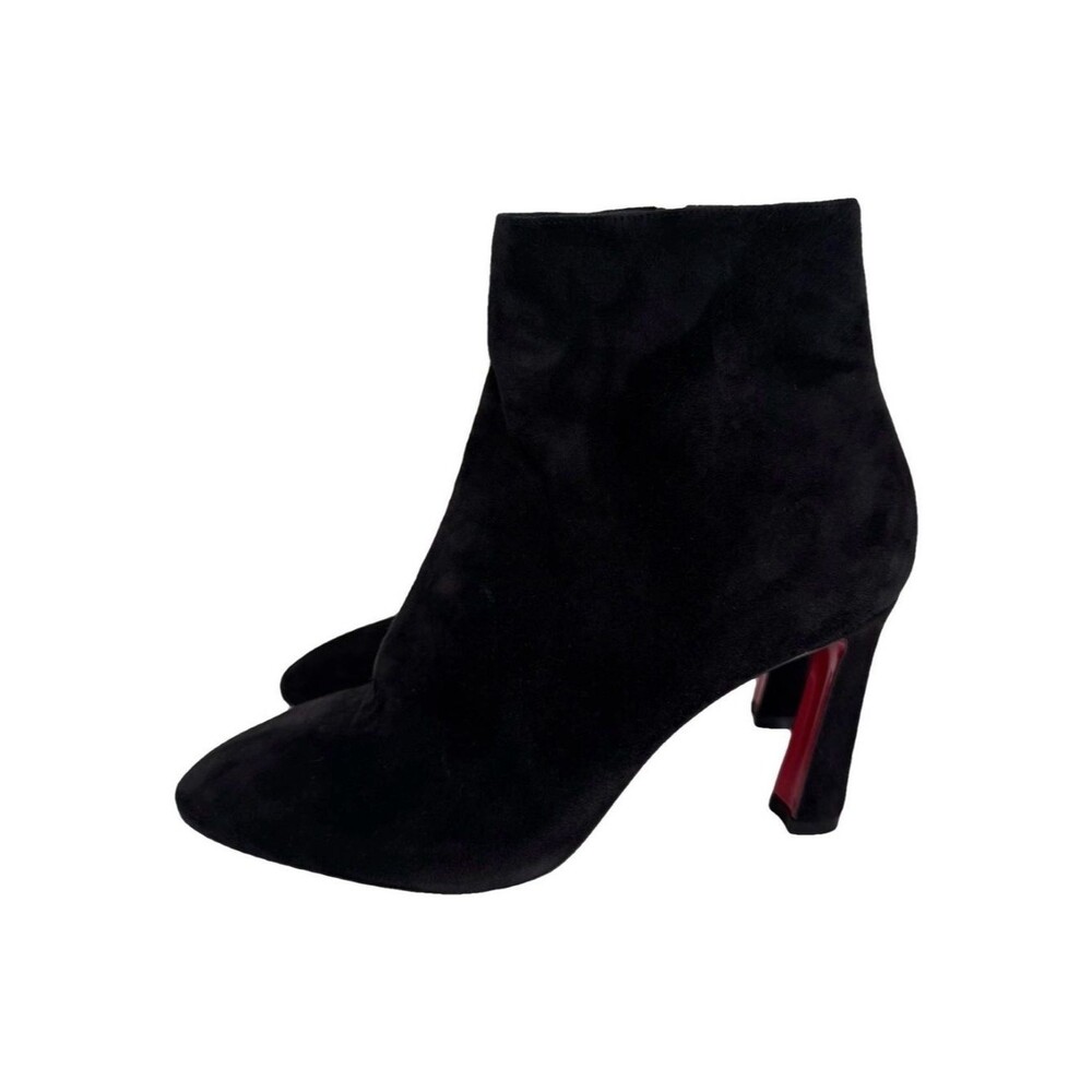 Christian Louboutin EU 36 So Eleonor 85 Black Suede Heeled Zip Ankle Boots Shoes